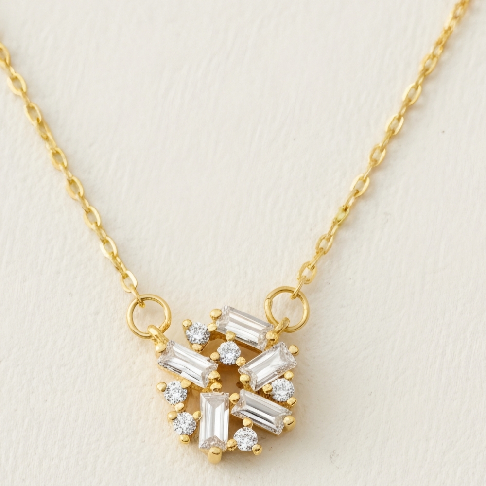 Gold Plated Sterling Silver Moissanite Snowflake Adjustable Necklace 16"-18"